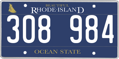 RI license plate 308984
