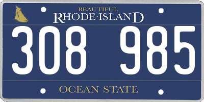 RI license plate 308985