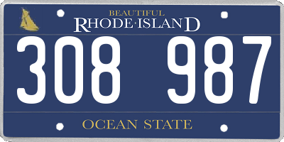 RI license plate 308987