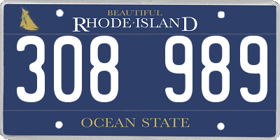 RI license plate 308989