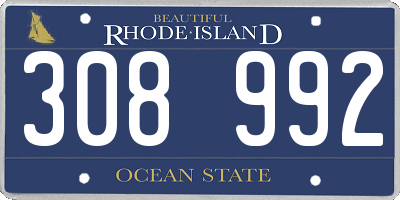 RI license plate 308992