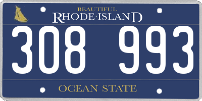 RI license plate 308993