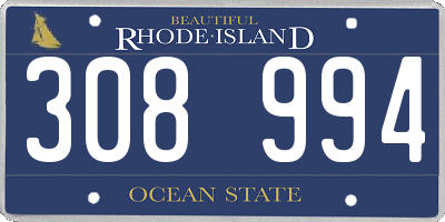 RI license plate 308994