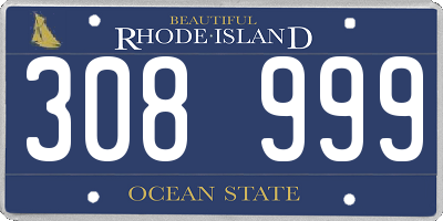 RI license plate 308999