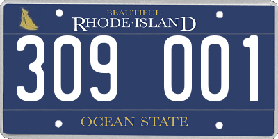 RI license plate 309001