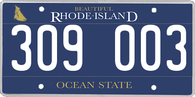 RI license plate 309003