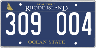 RI license plate 309004
