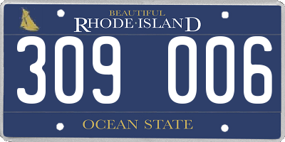 RI license plate 309006