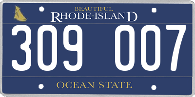 RI license plate 309007