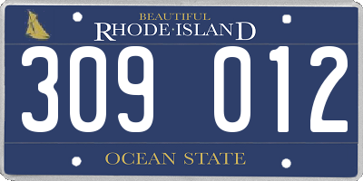 RI license plate 309012