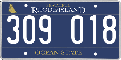 RI license plate 309018