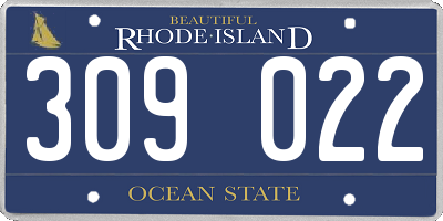 RI license plate 309022