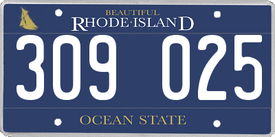 RI license plate 309025