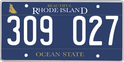 RI license plate 309027