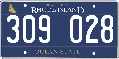 RI license plate 309028
