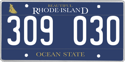 RI license plate 309030