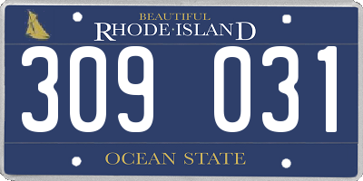 RI license plate 309031