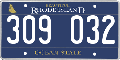 RI license plate 309032