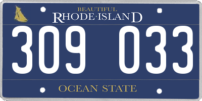 RI license plate 309033