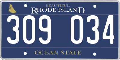 RI license plate 309034