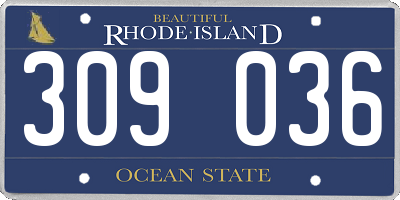RI license plate 309036