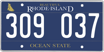 RI license plate 309037