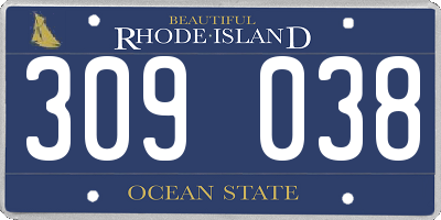RI license plate 309038
