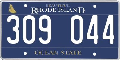 RI license plate 309044