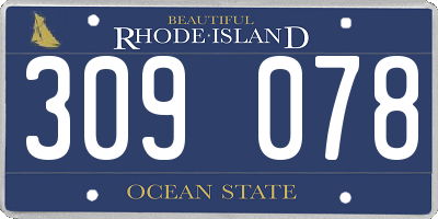 RI license plate 309078