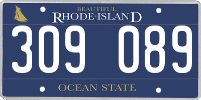 RI license plate 309089