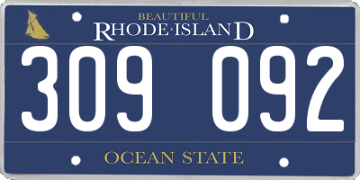RI license plate 309092