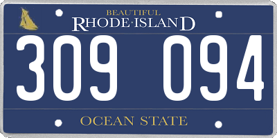 RI license plate 309094