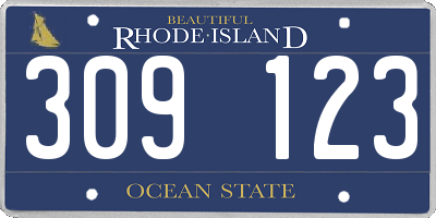 RI license plate 309123