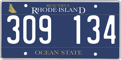 RI license plate 309134