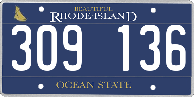 RI license plate 309136