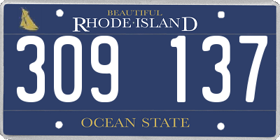 RI license plate 309137