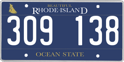 RI license plate 309138