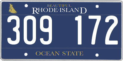 RI license plate 309172