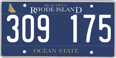 RI license plate 309175
