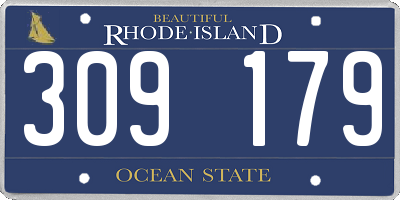 RI license plate 309179