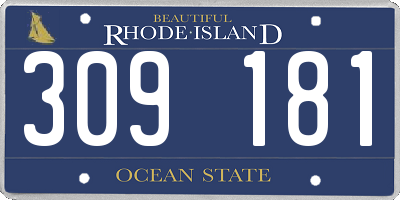 RI license plate 309181