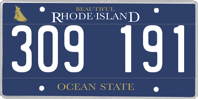 RI license plate 309191