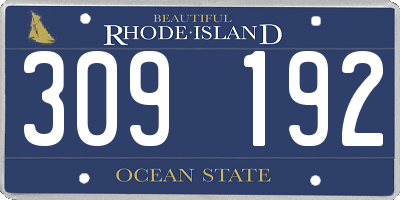 RI license plate 309192