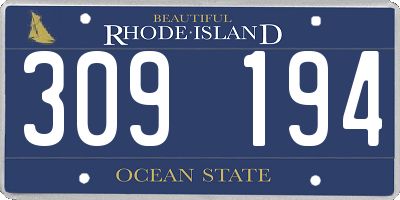 RI license plate 309194