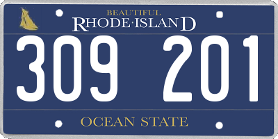 RI license plate 309201