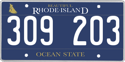 RI license plate 309203