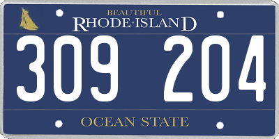 RI license plate 309204
