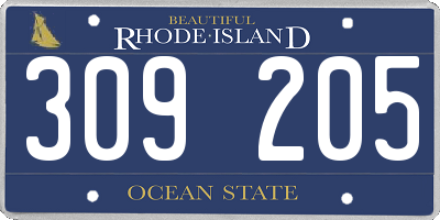 RI license plate 309205