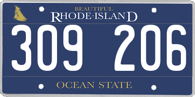 RI license plate 309206