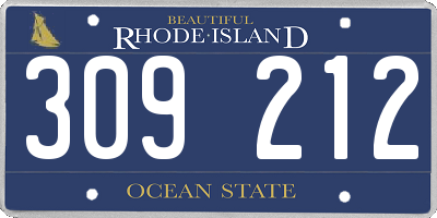 RI license plate 309212
